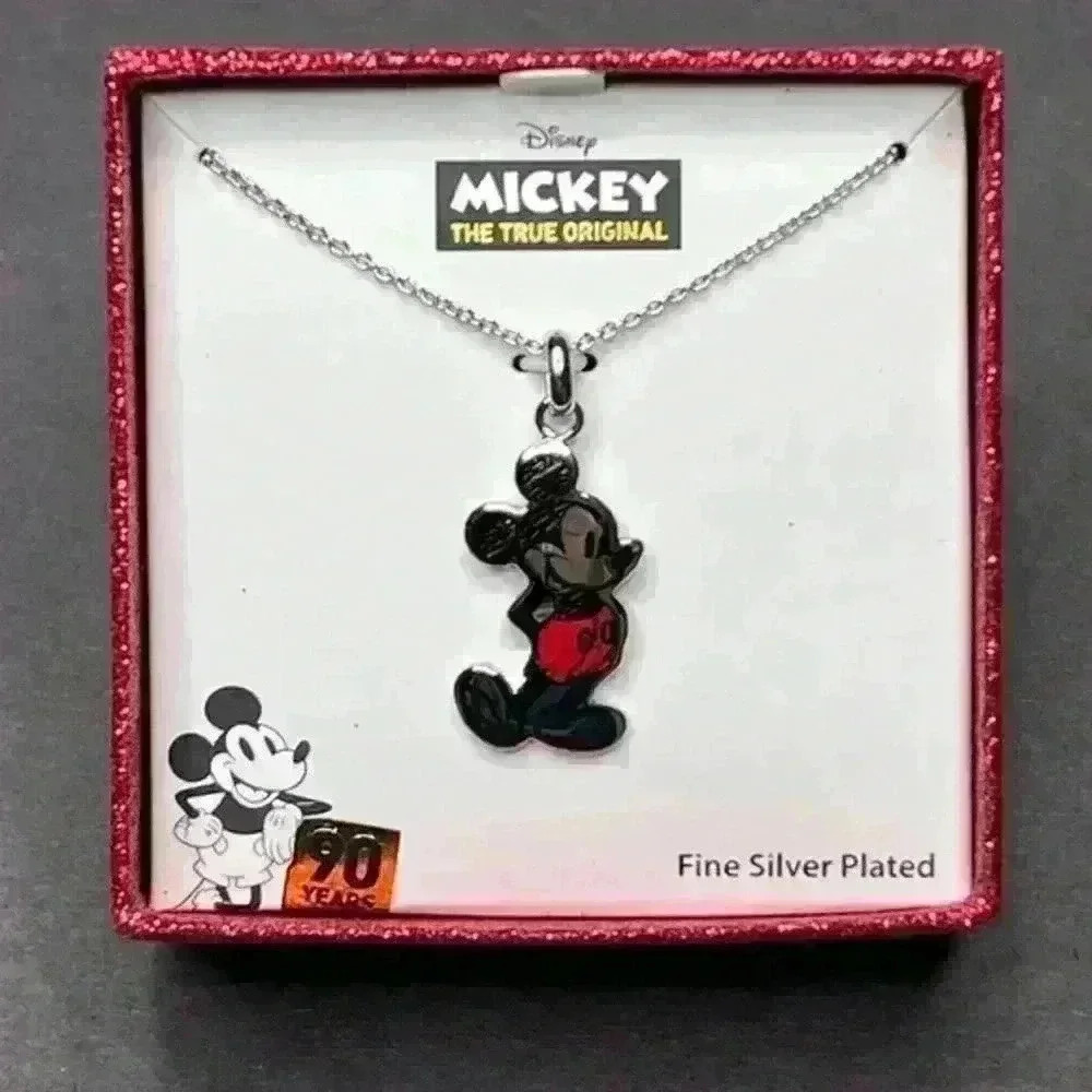 Mickey Mouse Silver Plated Pendant 18" Necklace 90‎ Years of Magic New in Box
